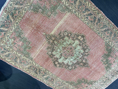 Handmade Rug, Vintage 4.4 x 6.4 Turkish Rug, Persian Rug, NATURAL Wool Rug, Living Room Rug, Oushak Rug, Hand Knotted Rug, Kitchen Rug,