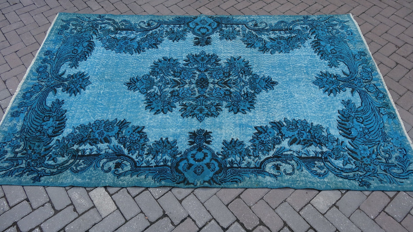 TURQUOISE RUG, Vintage Oushak Rug, Wool Oushak Rug, Oushak Rug, Turkish Rug, Bohemian Rug, Wool Rug, living Room Rug