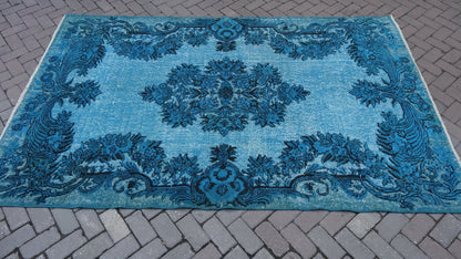 TURQUOISE RUG, Vintage Oushak Rug, Wool Oushak Rug, Oushak Rug, Turkish Rug, Bohemian Rug, Wool Rug, living Room Rug