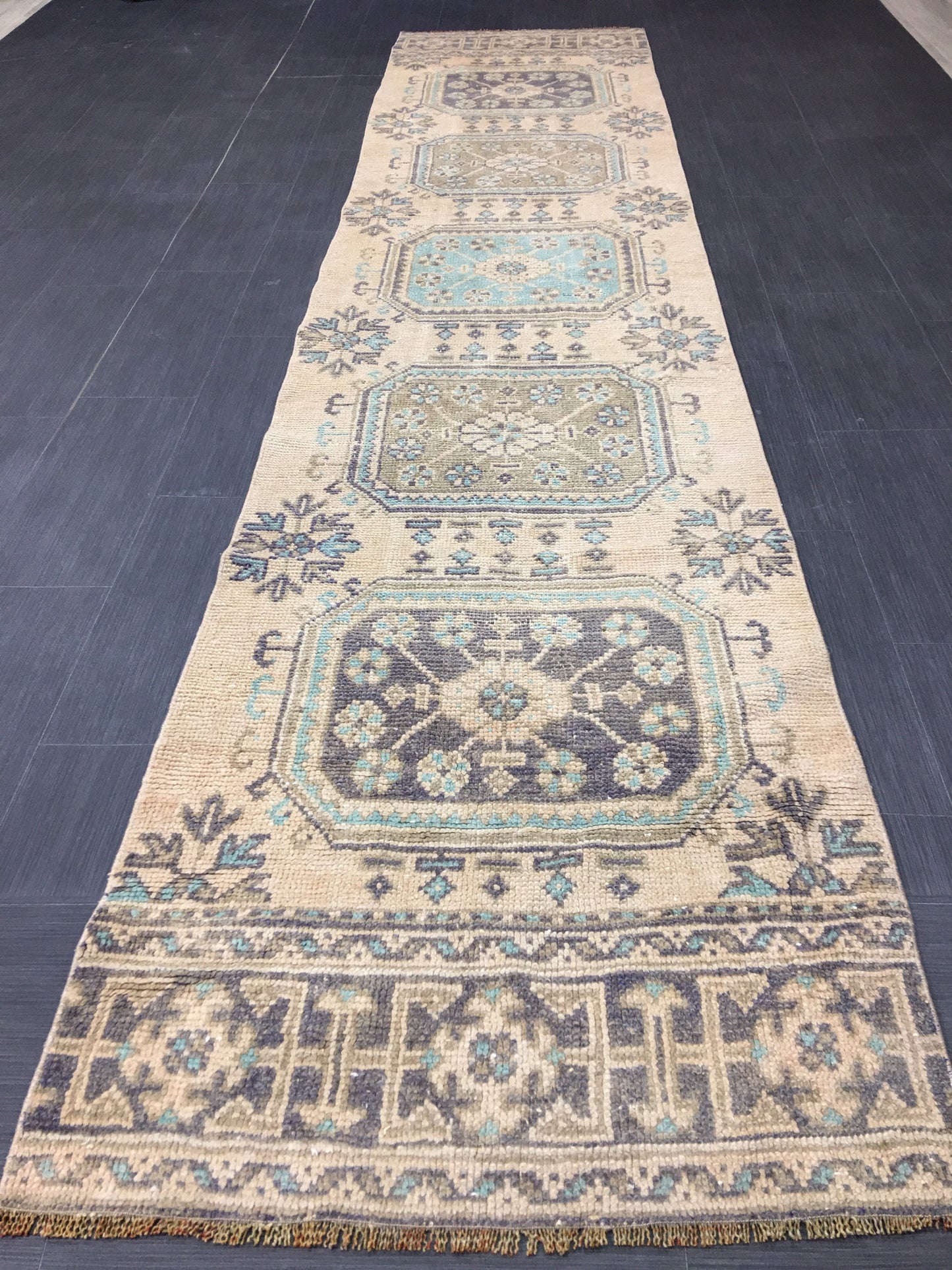 Wool Vintage Runner Rug 2.8 x 11.3 Turkish Runner Rug Oushak Runner Rug Blush Hallway Runner Rug Kitchen Runner Rug Wool Runner Rug