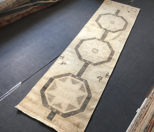 3x10 natural brown overlong turkish runner rug, long corridor area runner, entryway long runner rug, vintage hallway runner, office runner