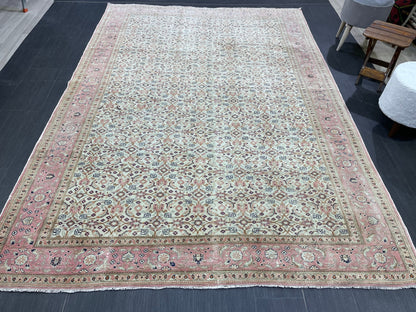 Persian RUG Hand Knotted 6.4 x 9.3 Rug Vintage Oushak Rug Vintage Quality Rug Wool Fine Knotted Rug Handmade Rug Vintage Turkish Rug