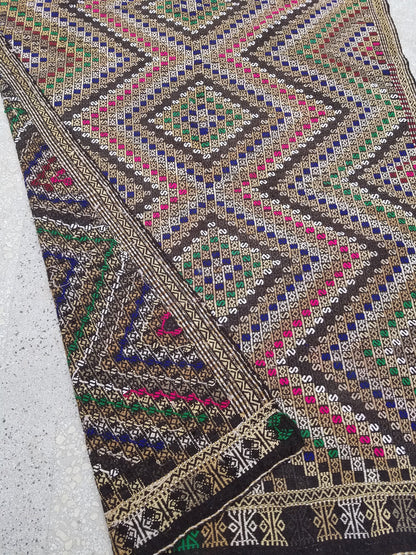 10'2x5'5 flatwoven with embroidery rug turkish hand made rugs vintage turkish rugs oushak rug vintage oushak rug,wool turkish wool kilim rug