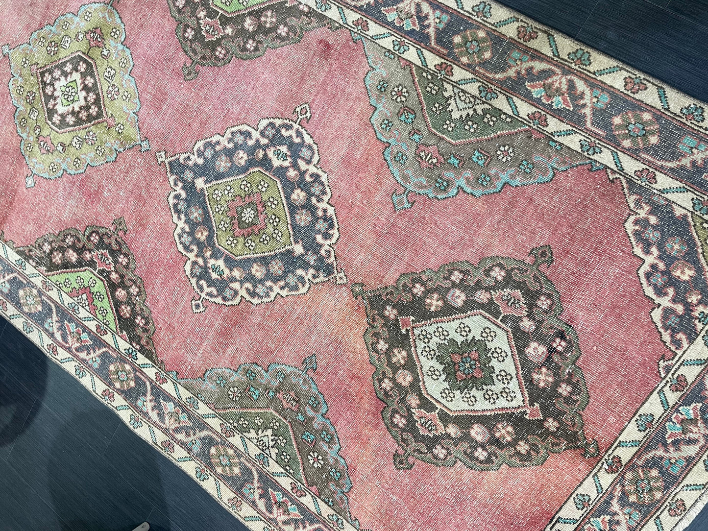 Vintage Runner rug, Muted 4.9 x 12 Runner RUG, TURKISH Runner, Pink Runner Rug, Pastel Oushak Rug ,Natural Wool Runner Rugs, Handmade Runner