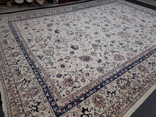 PERSIAN Rug 10 x 13.5 Vintage Oriental Rug Vintage Persian Rug Blue and Cream Rug Fine Knotted Hand Made Rug Turkish Rug Animal Motifs Rug
