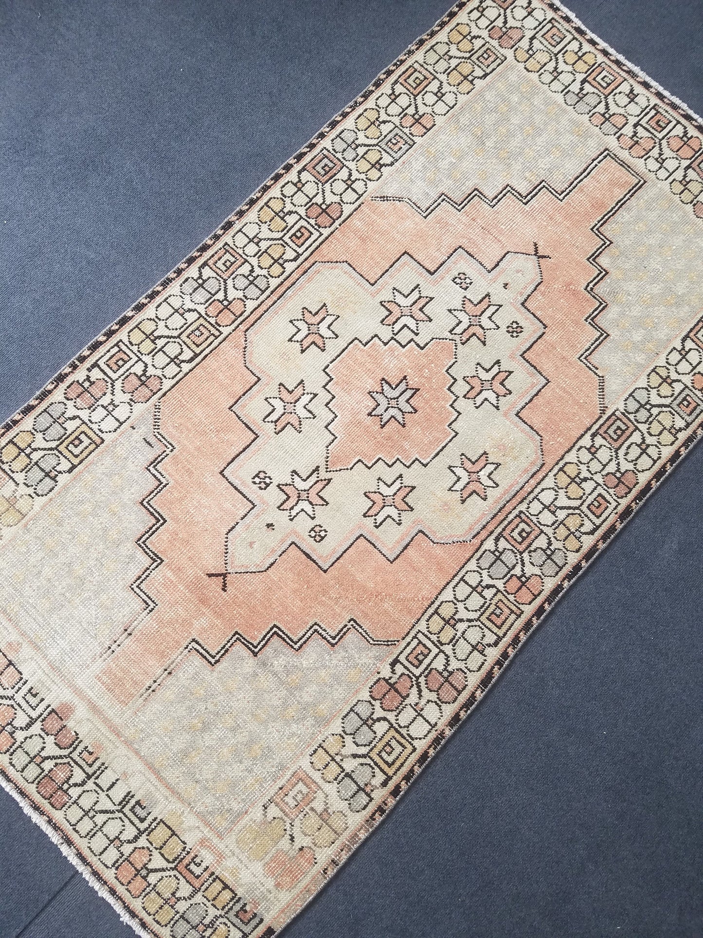 Pastel turkish rug, vintage area rug, oushak rug, wool rug,  handmade rug 6'6*3'6 feet