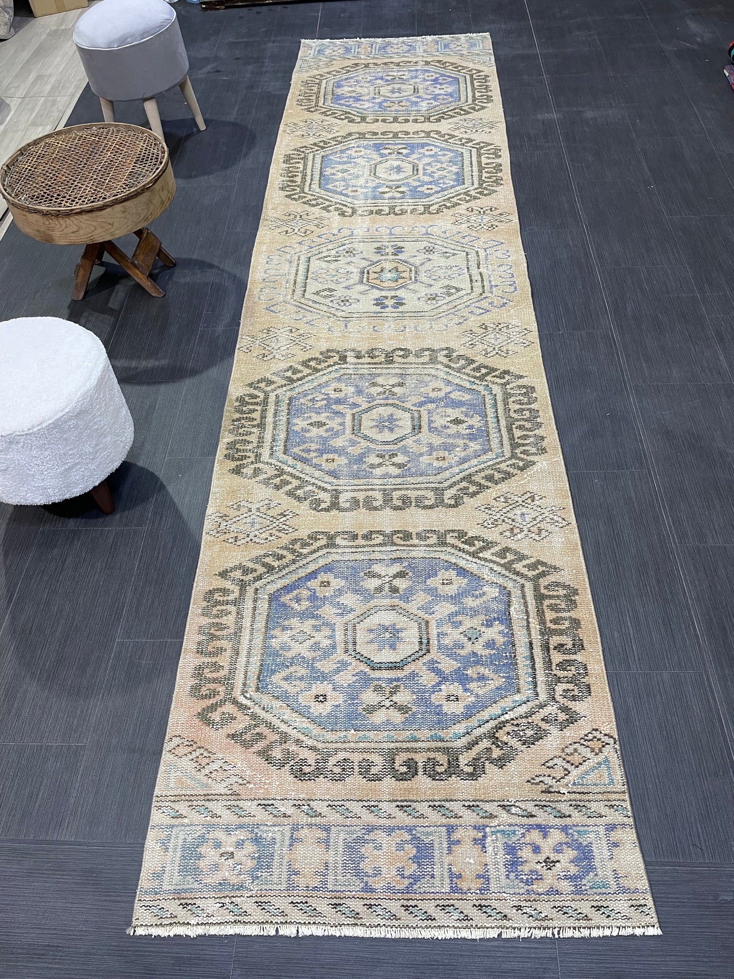 Distressed Antique Runner Rug 2.9 x 11.4 Turkish Runner Rug Vintage Runner Rug Old Hallway Runner Rug Kitchen Runner Rug Wool Runner Rug