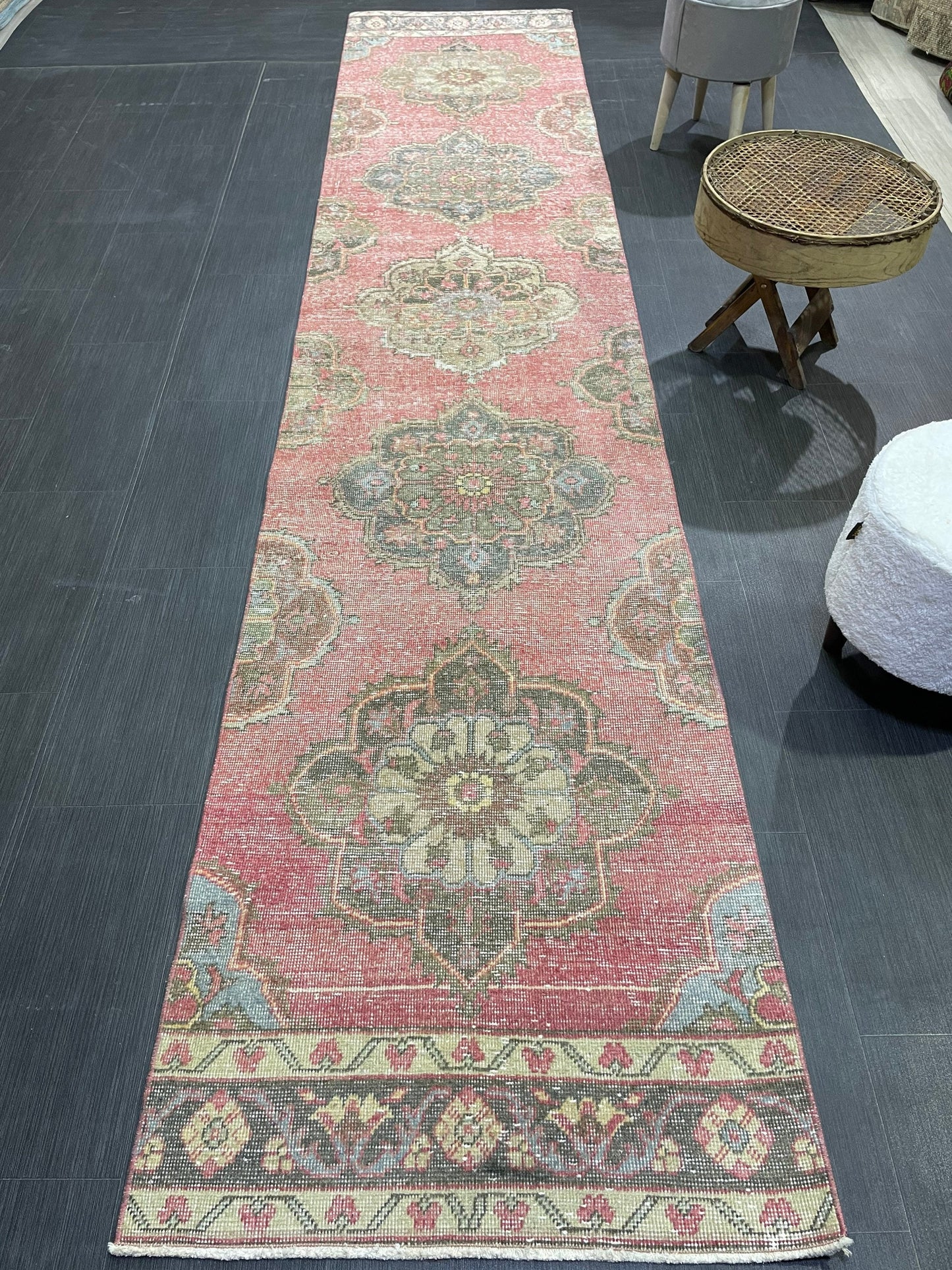 Turkish Runner Rug, Hand Knotted 2.8 x 12.7 Runner Rug, Vintage Runner Rug, Hallway Runner Rug, Persian Kitchen Runner Rug, Runner Rug