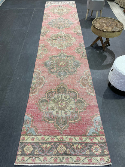 Turkish Runner Rug, Hand Knotted 2.8 x 12.7 Runner Rug, Vintage Runner Rug, Hallway Runner Rug, Persian Kitchen Runner Rug, Runner Rug