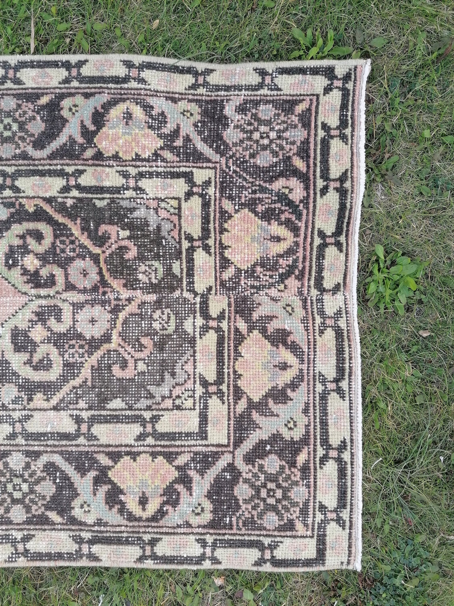 Turkish runner rug 2'3x13'3 vintage wool runner, packwork oushak runner rug, hallway hand made rug, kitchen runner rug,