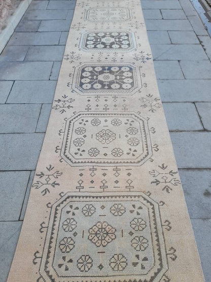 XL Wool Handmade Runner Rug 2.9 x 23 Long TURKISH Runner Rug Vintage Runner Rug Oriental Runner Rug Staircase Runner rug Hand Knotted Runner