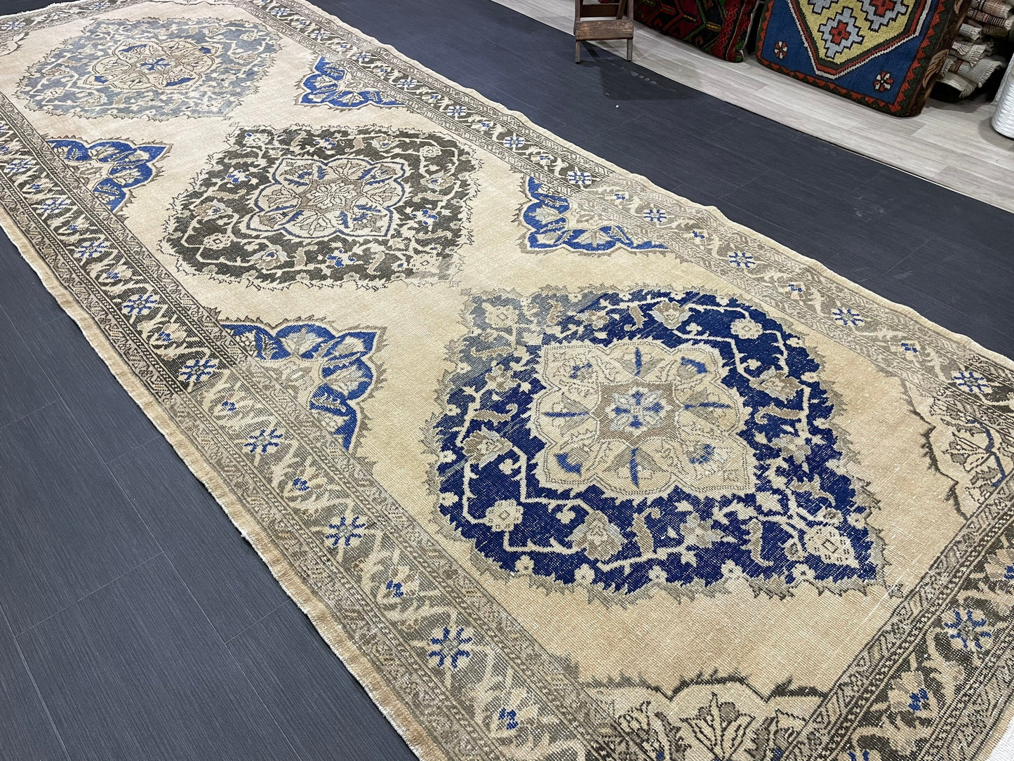 Oushak 4.8 x 13 Runner Rug Turkish Runner Rug Vintage Runner Rug Hallway Runner Rug Kitchen Runner Rug Wool Runner Handmade Runner