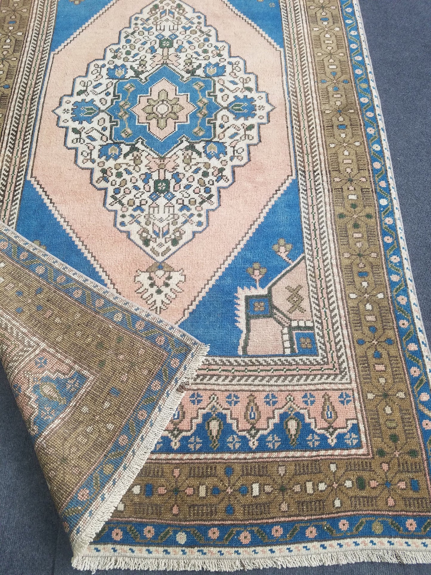 3.6 x 6.6 Turkish rug, vintage rug, vintage oushak rug, Hand Knotted Rug , Handmade Rug