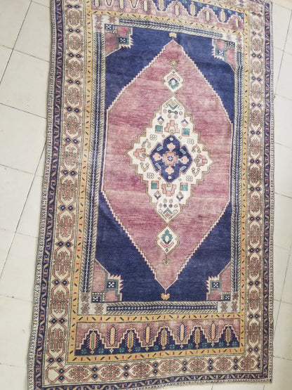 Oushak wool rug,turkish rug 4'9x8'5 vintage rug, unique hand made rug kitchen rug bohemian rug