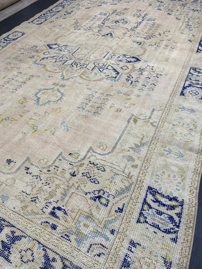 Large Distressed RUG 7x11 Muted TURKISH Antique Rug Vintage Persian Rug Vintage Rug Wool Oushak Rug HandMade Rug Hand Knotted Rug