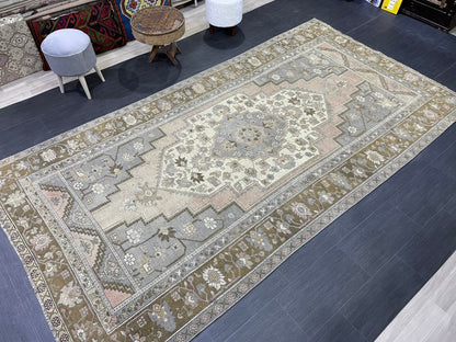 Handmade Rug, 5.7 x 10.9 Hand Knotted Rug, Oushak Rug, Rustic Rug, Bohemian Rug, Turkish Rug, Antique Rug, Vintage Rug, Wool rug