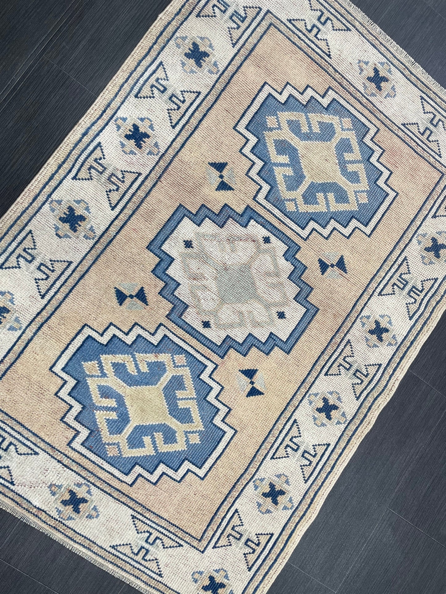 Hand Knotted Rug, Wool RUG, TURKISH Rug 3x4 ft, Vintage Oushak Rug, Vintage Persian Rug, Wool Oushak Rug, Handmade Vintage Rug