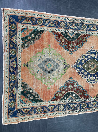 Vintage Hand Knotted Vintage 4.8 x 13 Runner Oushak Runner Rug Turkish Runner Rug Vintage Runner Rug Star Kitchen Runner Natural Wool