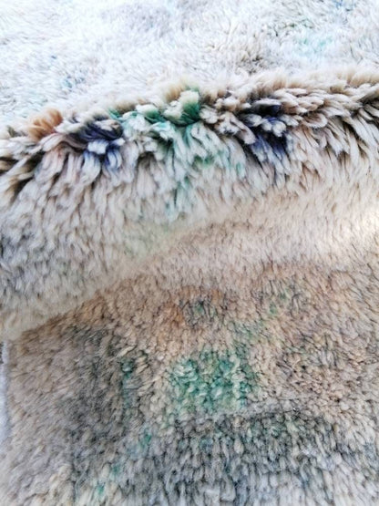 Shaggy rug, organic wool long pile 4'9x8  unique hand made bed rug, bohemian traditional