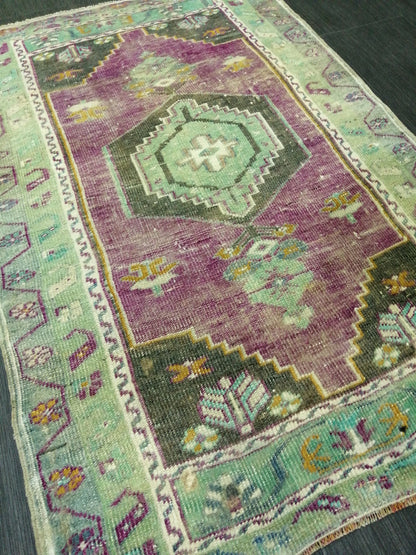 3.9 x 2.5 Rug, Hand Made Rug, Oushak Rug, Rustic Rug, Bohemian Rug, Rug Runner, Turkish Rug, Farmhouse Rug, Vintage Rug, Wool rug