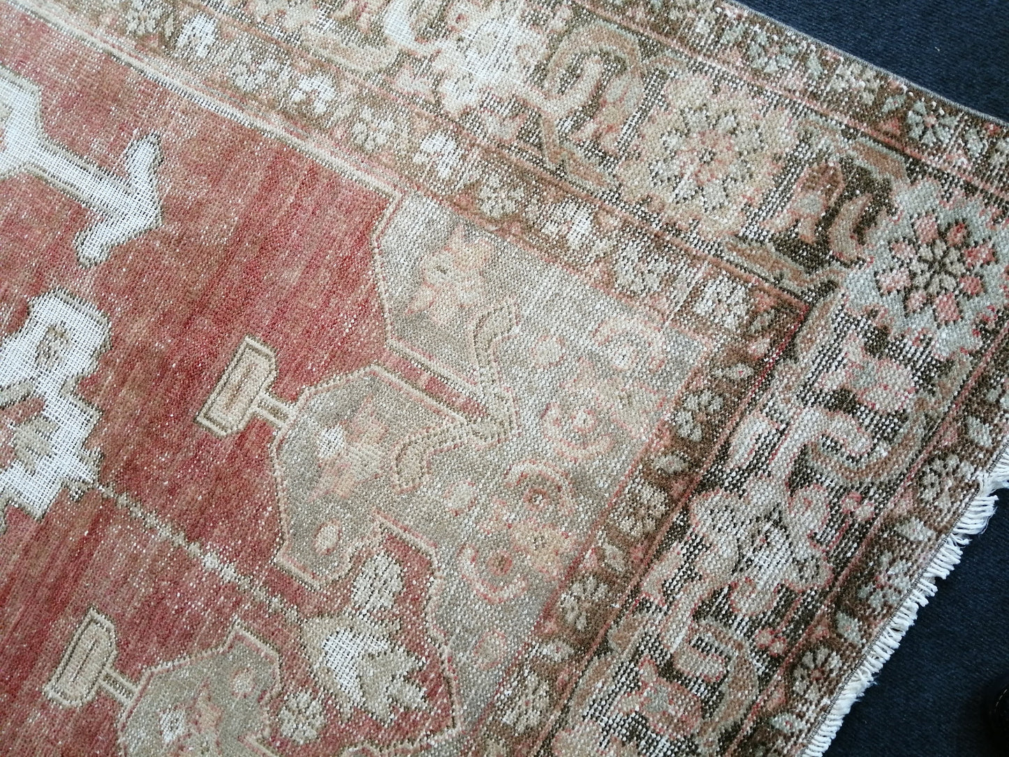 5 x 8.7 Distressed OUSHAK RUG TURKISH Oushak Rug Vintage Oushak Runner Rug Vintage Rug Wool Oushak Rug Hand Made Rugs Vintage Turkish Rug