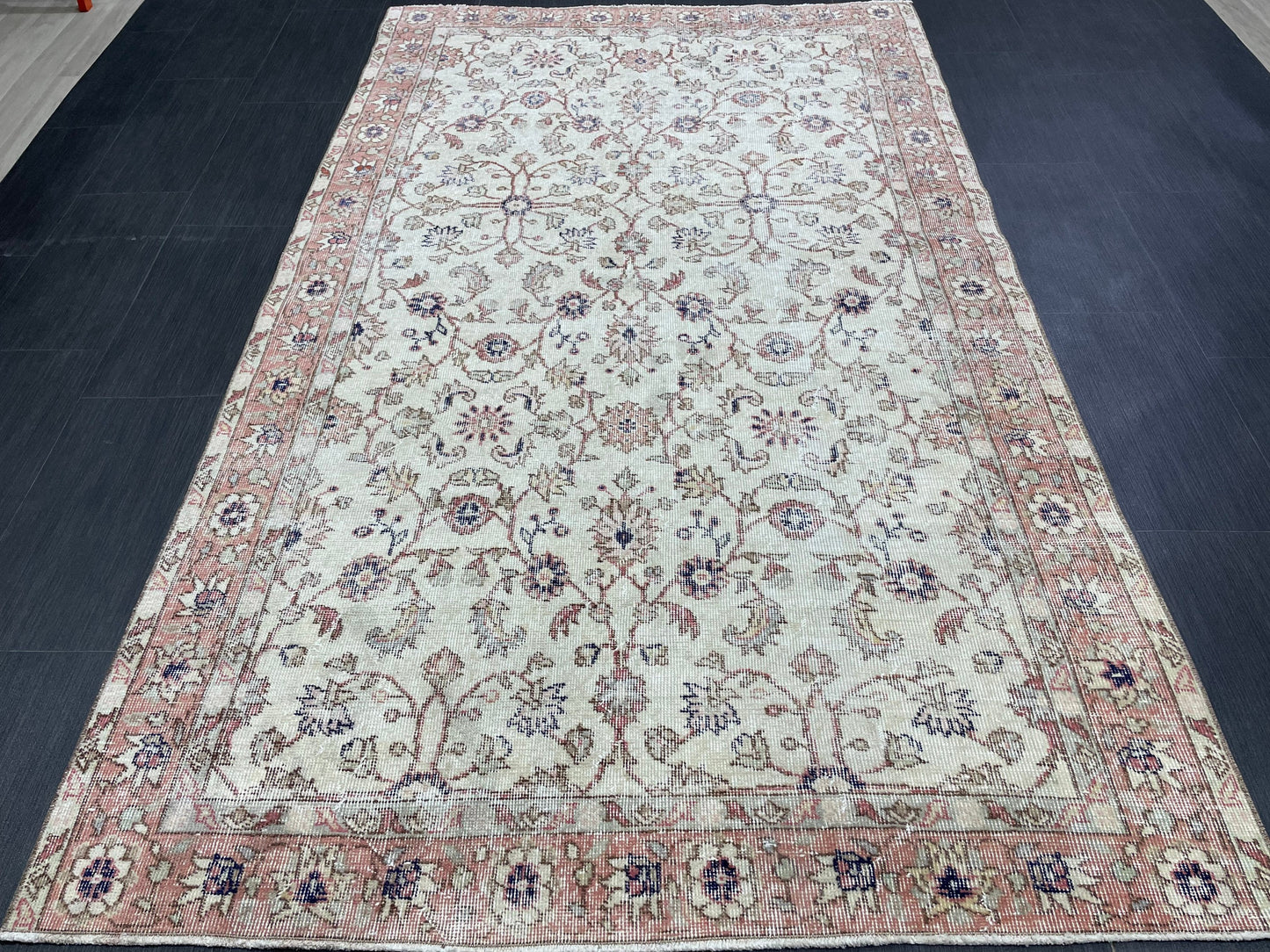 Vintage Rug TURKISH 4.6 x 7.7 Rug Handmade Rug Vintage Persian Rug Oushak Rug  Hand Knotted RugTurkish Rug Vintage Oushak Rug, Wool Rug