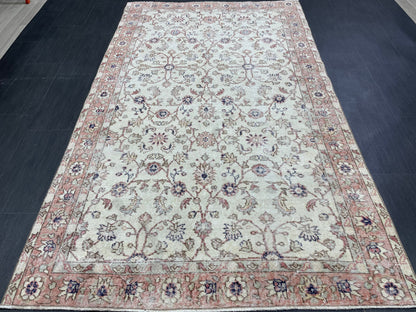 Vintage Rug TURKISH 4.6 x 7.7 Rug Handmade Rug Vintage Persian Rug Oushak Rug  Hand Knotted RugTurkish Rug Vintage Oushak Rug, Wool Rug