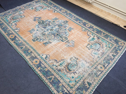 11.4 x 7 Turkish Rug Vintage Rug Oushak Rug Wool Rug