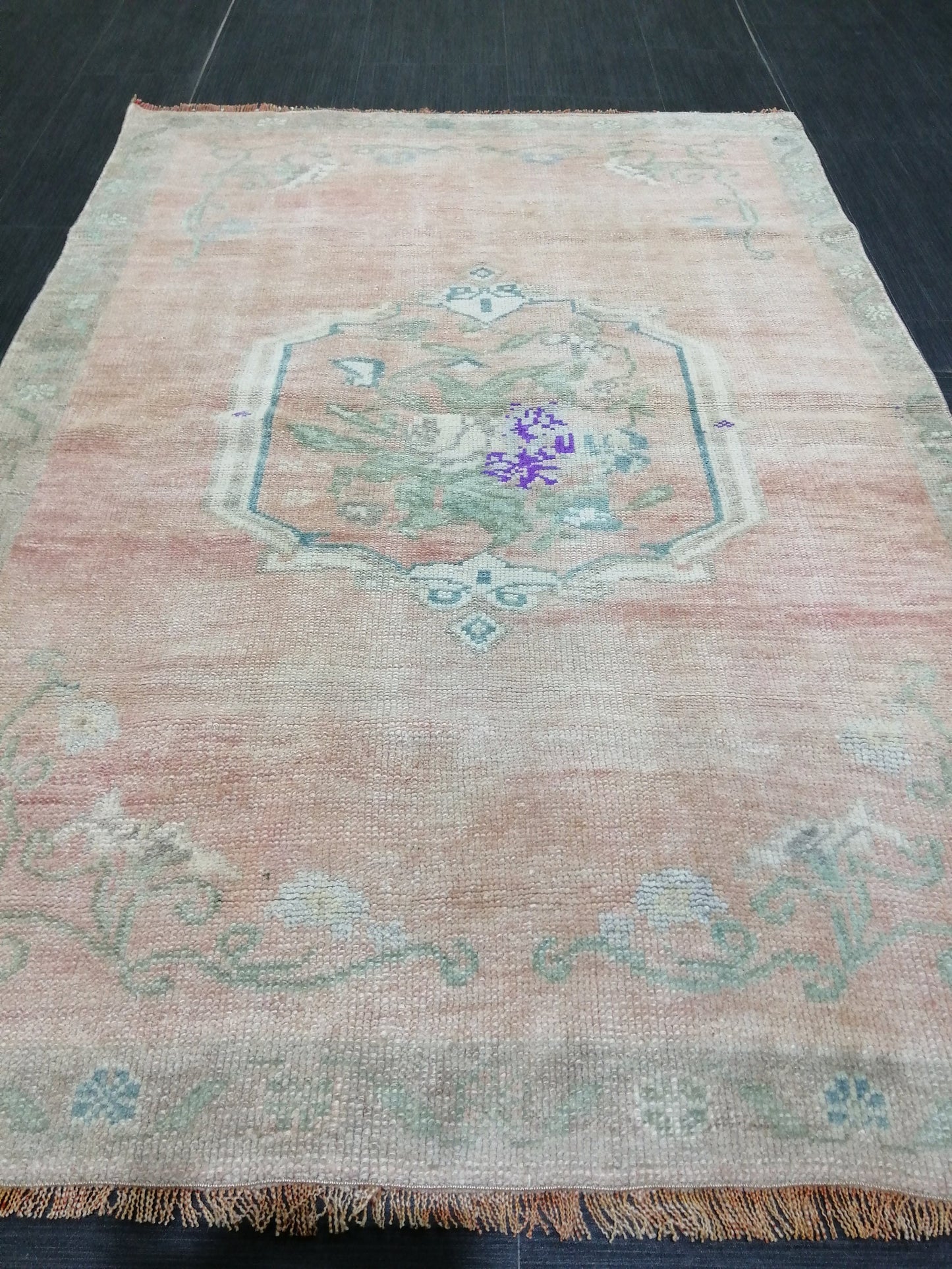 3.4 x 4.9 OUSHAK RUG TURKISH Oushak Rug Vintage Muted Oriental Rug Vintage Runner Rug Wool Oushak Rug Hand Made Rugs Vintage Turkish Rug