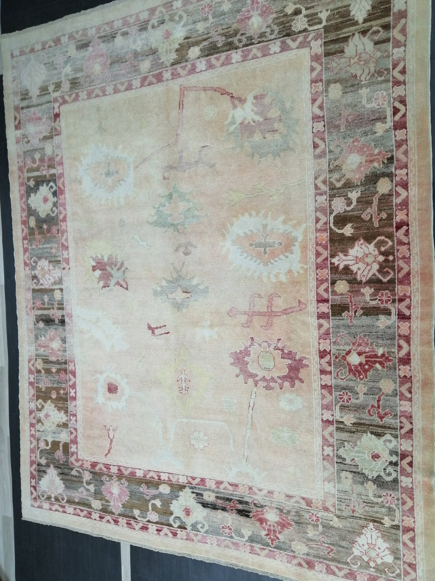 Vintage OUSHAK RUG, 11.6 x 9.3 ft TURKISH Oushak Rug, Vintage Oushak Rug Wool Oushak Rug Hand Made Rugs, Authentic Oushak Rug