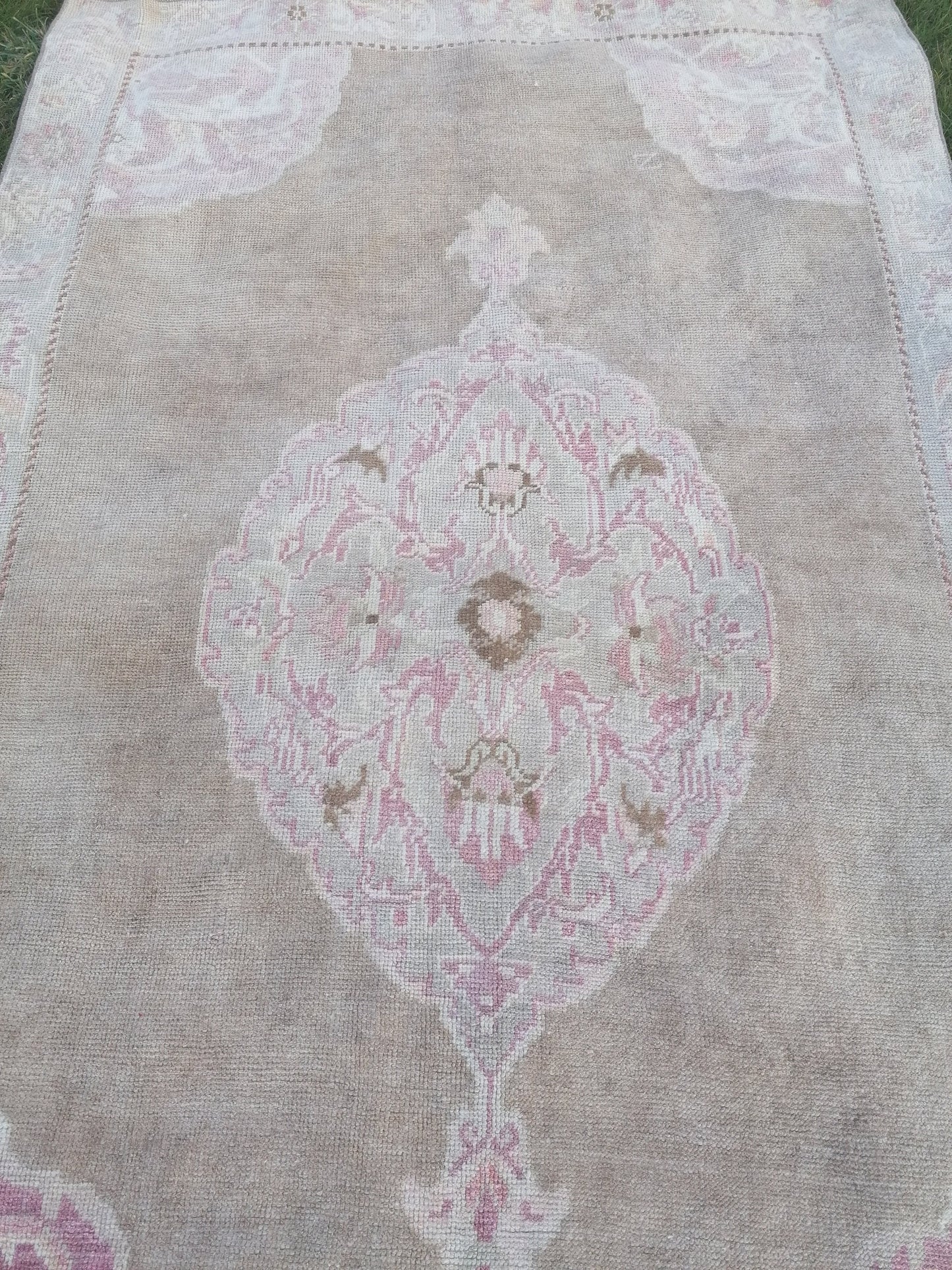 4.6x7.6 feet neatural oushak area rug, pastel living room oversize floor rug, handmade turkish hallway rug, lounge largest brown muted rugs