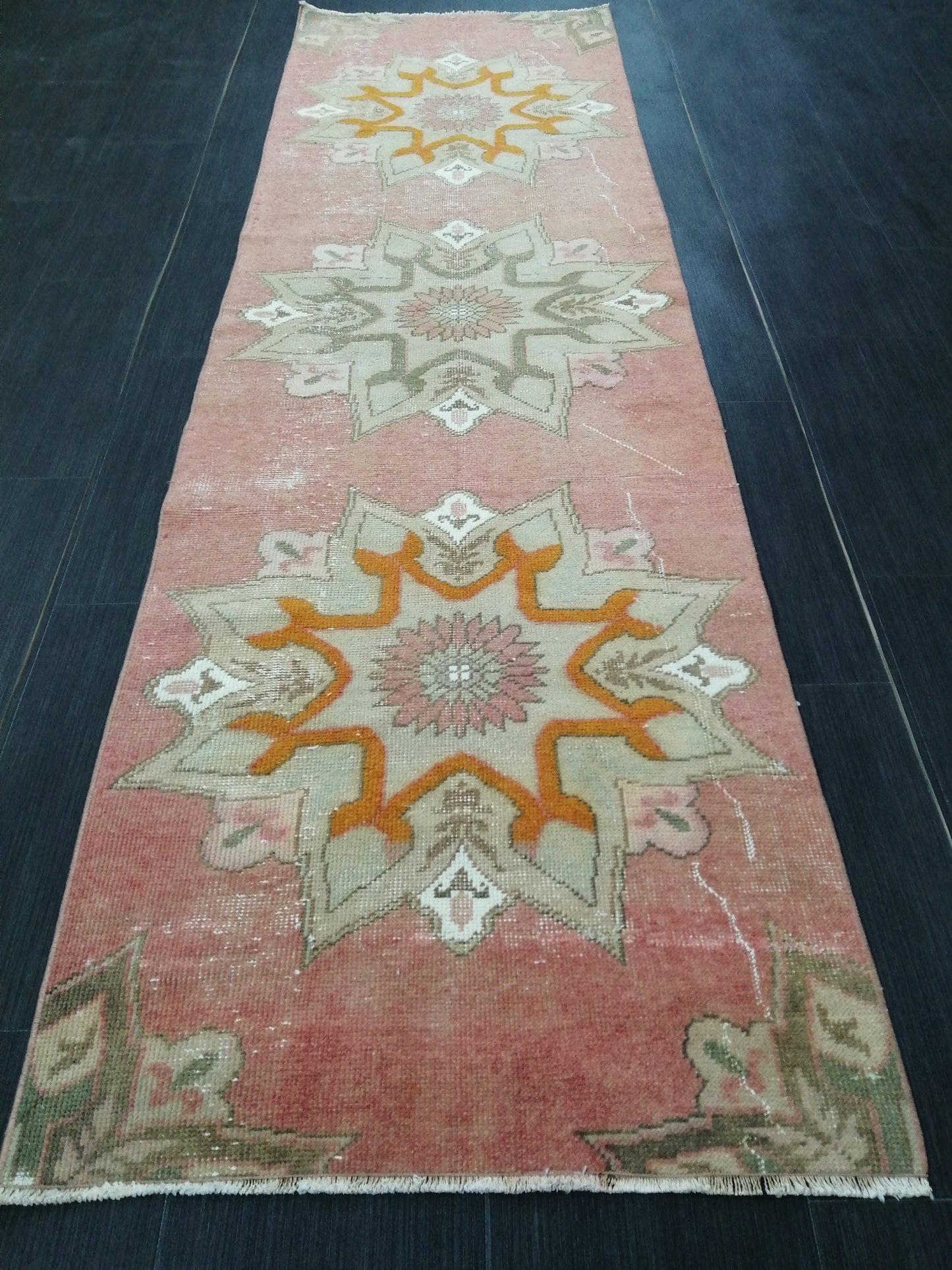 Vintage Oushak Runner Rug 8.2 x 2.3 Vintage Runner Rug Hallway Runner Rug Kitchen Runner Rug Wool Runner Rug Wool Oushak Rug