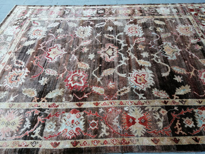 OUSHAK RUG, TURKISH Oushak Rug, Vintage Oushak Rug Wool Oushak Rug Dark Hand Made Rugs, Authentic Oushak Rug