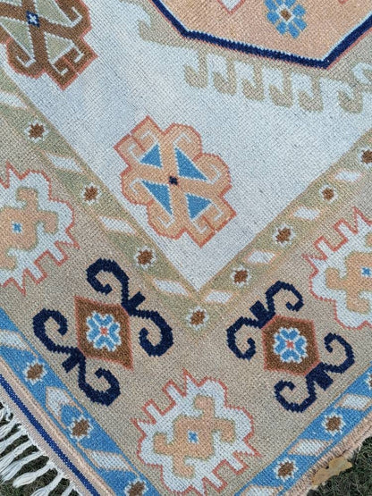 Oushak turkish rug 5'8x8 pastel vintage rug, large living room rug, kitchen rug, vintage anatolian rug,unique hand made bohemian