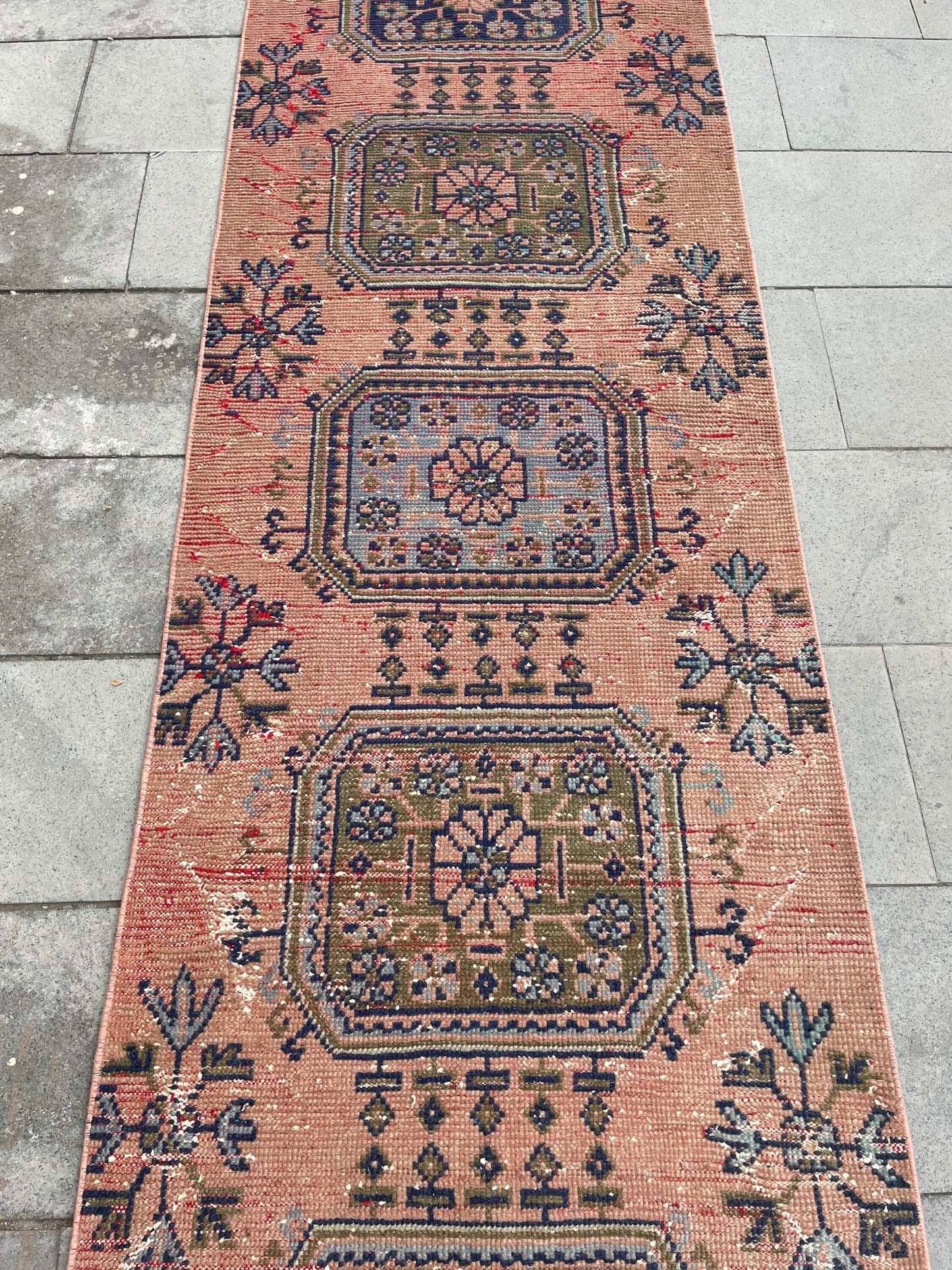 Wool Extra Long Turkish Runner Rug, Very Long Oushak Runner 2.7 x 17.4 ft Rug, Vintage Runner Rug, XL Handmade Runner Rug Staircase carpet