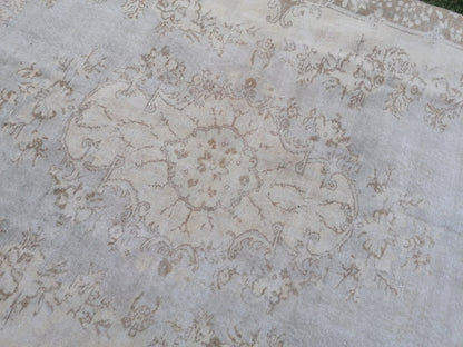 Large turkısh rug ,vıntage rug, pastel vıntage turkısh rug, hand made rug,wool rug 9'8x6'4 feet
