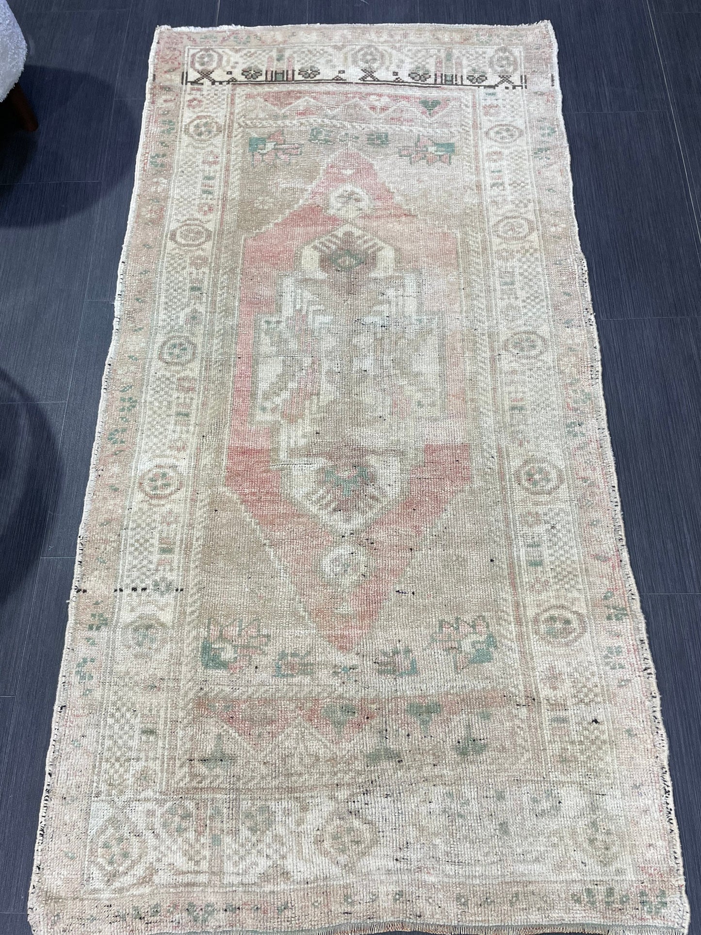 Vintage Turkish RUG, Muted Oushak Rug, 3 x 5.8 Vintage Rug, Antique Rug, Handmade Rug, Hand Knotted Rug Bohemian Rug Wool Rug