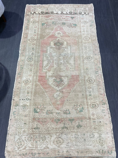 Vintage Turkish RUG, Muted Oushak Rug, 3 x 5.8 Vintage Rug, Antique Rug, Handmade Rug, Hand Knotted Rug Bohemian Rug Wool Rug
