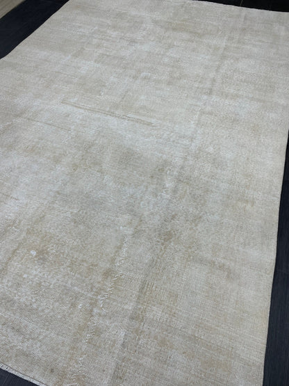 Neutral RUG TURKISH Rug 6.7 x 10 Vintage Rug Natural Wool Oushak Rug Handmade Persian Rugs Vintage Plain Rug Neutral Oriental rug