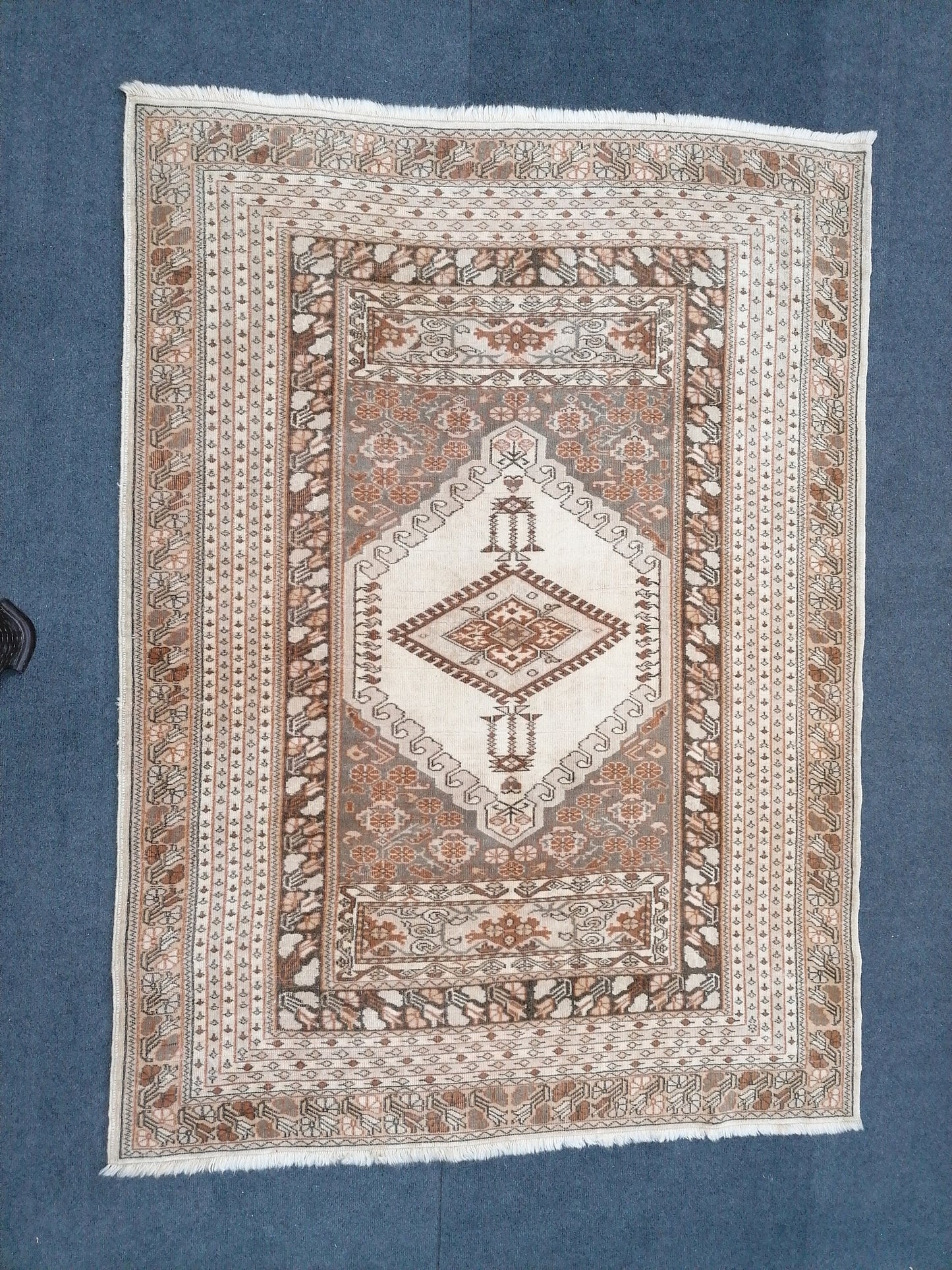 6'x4'6 vintage turkish rug oushak wool rug, vintage anatolian bohemian rug,unique hand made