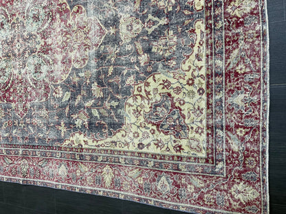 Antique Persian RUG, Turkish Oushak 6.3 x 10 Rug, Vintage Distressed Rug, Vintage Rug, Wool Muted Oriental Rug, Handmade Rug,