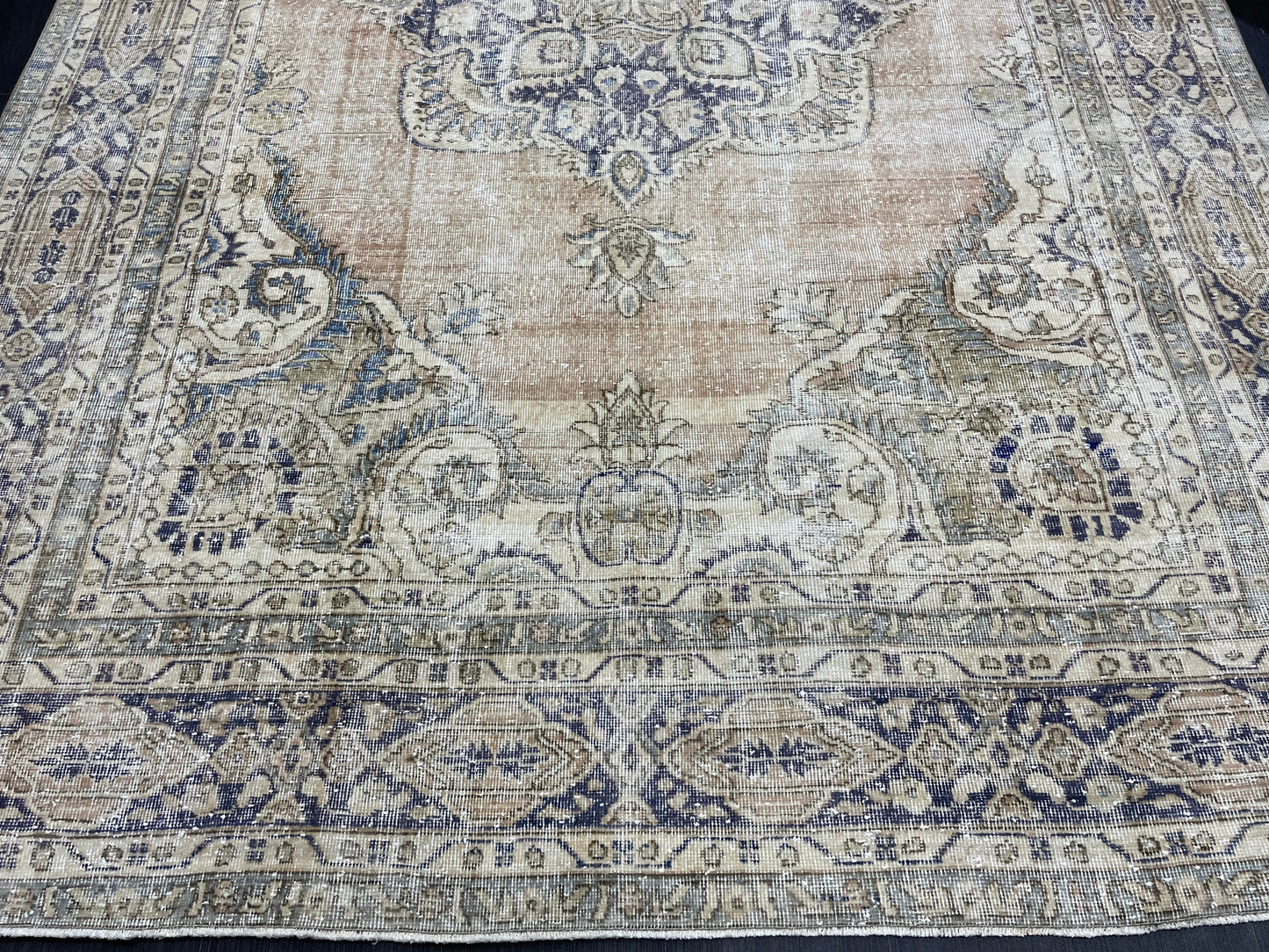 Muted Persian RUG 7.4 x 10.7 Turkish Oushak Rug Vintage Large Rug Vintage Rug Wool Muted Distressed Rug Handmade Rug Hand Knotted Rug