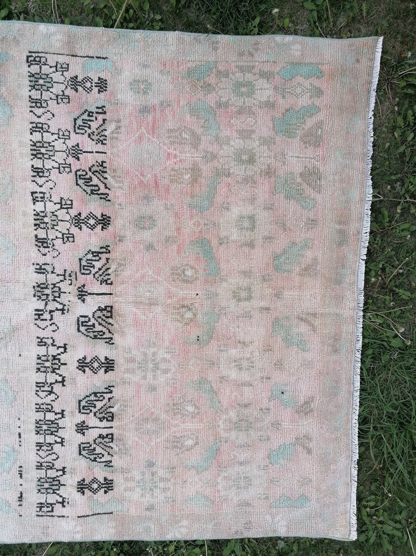 Turkish vıntage rug, oushak vintage rug 4'4x7'4 anatolian vıntage rug,wool rug