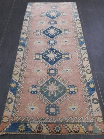 Muted Oushak Runner 2.4 x 5.5 Turkish Runner Rug Vintage Runner Rug Hallway Runner Rug Kitchen Runner Rug Wool Runner Rug Wool Oushak Rug