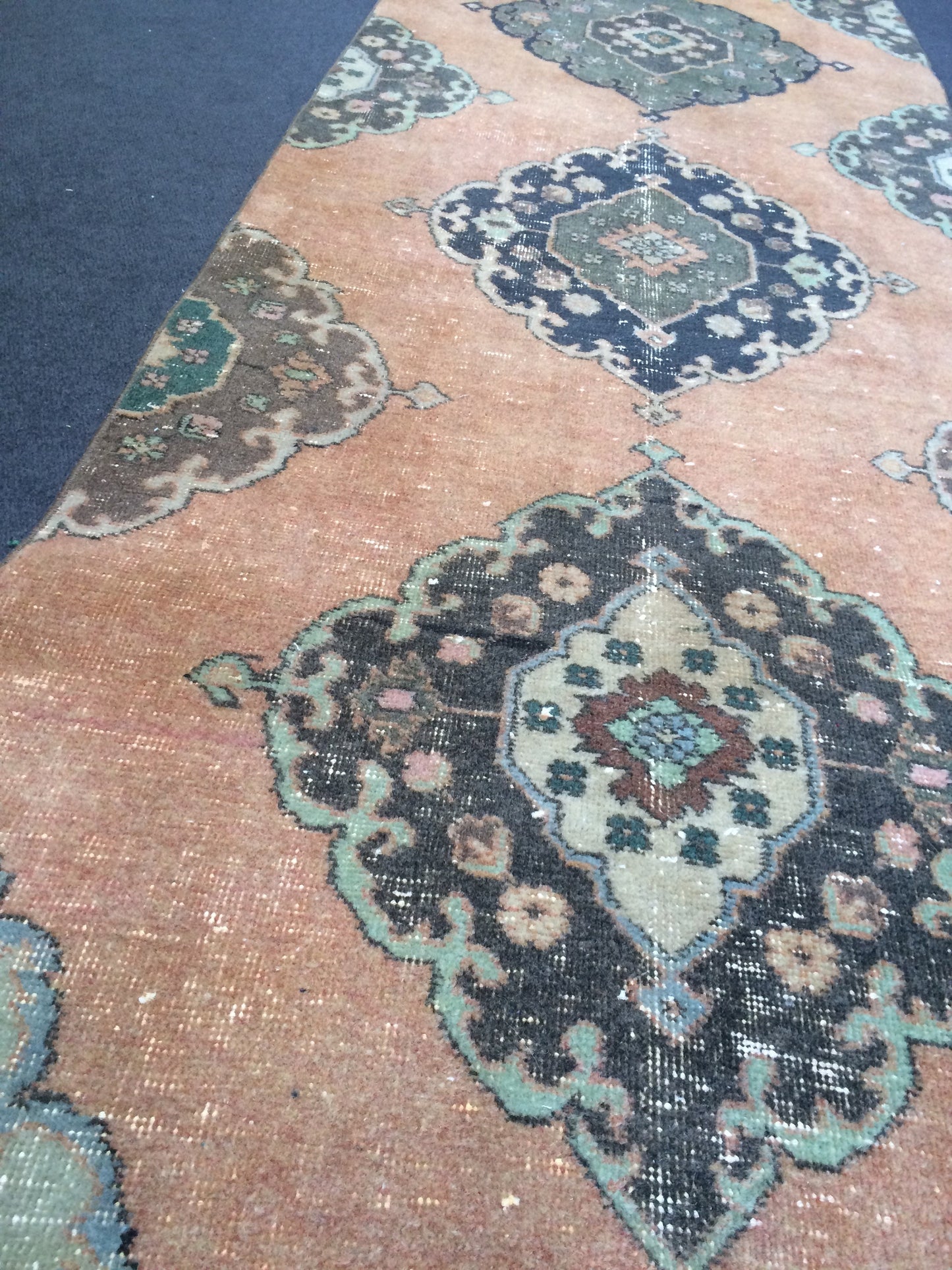 3 x 13.7 Turkish Runner Rug Oushak Runner Rug  Vintage Runner Rug Hallway Runner Rug Kitchen Runner Rug Wool Runner Rug Wool Oushak Runner