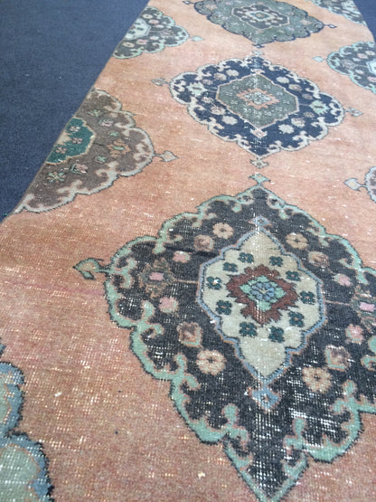 3 x 13.7 Turkish Runner Rug Oushak Runner Rug  Vintage Runner Rug Hallway Runner Rug Kitchen Runner Rug Wool Runner Rug Wool Oushak Runner