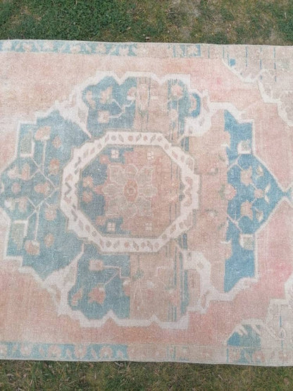 3.10 x 10.7 Muted vintage rug, oushak runner rug  hallway runner, kitchen vintage anatolian rug