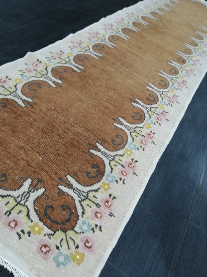Oushak Runner Rug 2.6 x 10.5 Turkish Runner Rug Vintage Runner Rug Hallway Runner Rug Kitchen Runner Rug Antique Runner Oriental Runner Rug