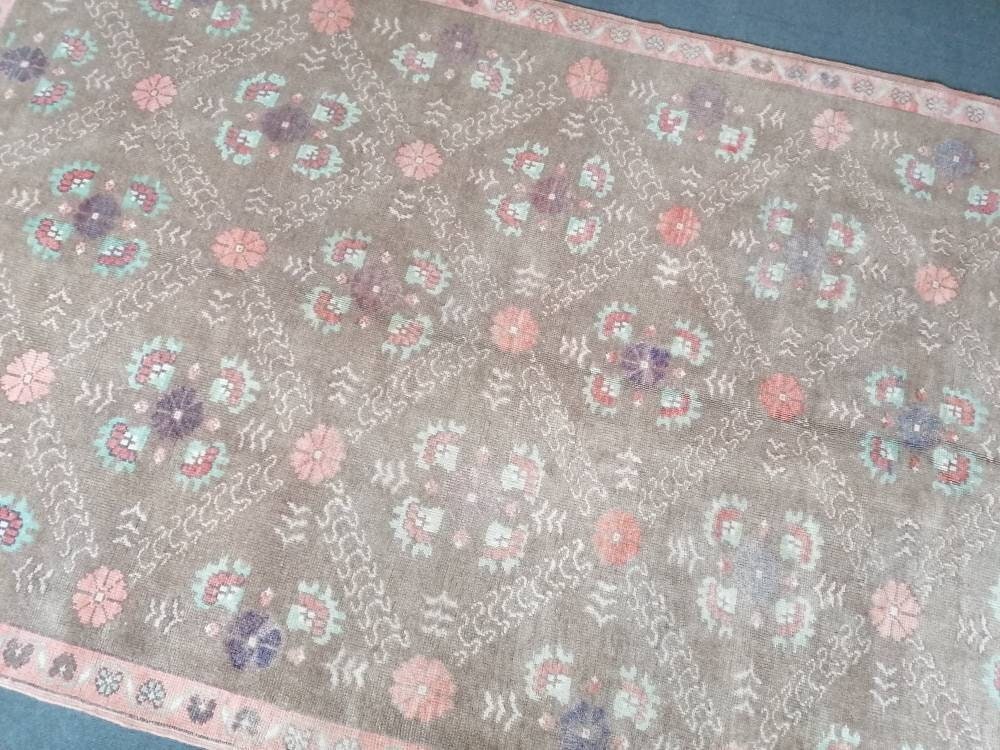 5'4x9 large wool rug, oushak hand made rug, bohemian rug, living room rug