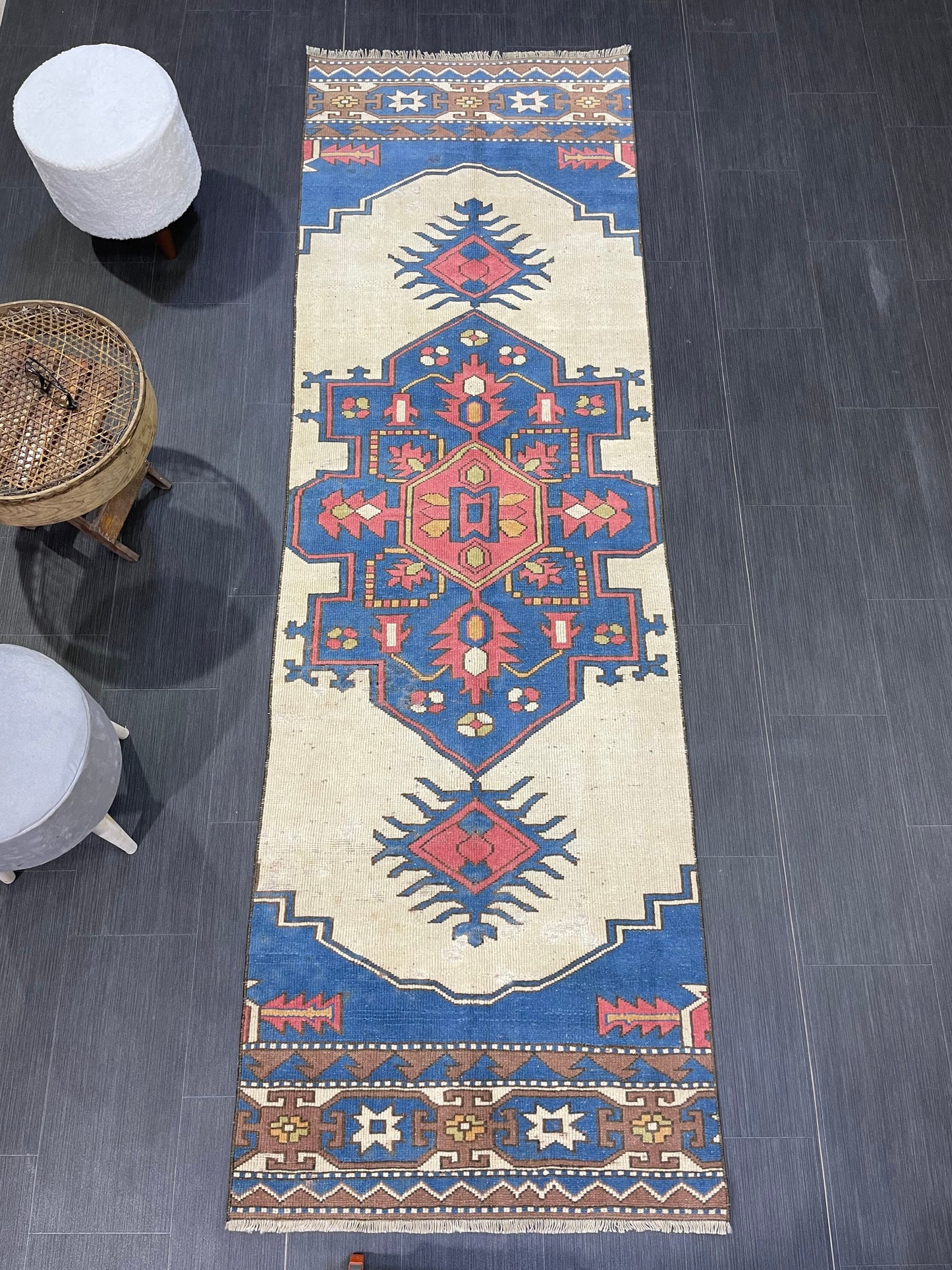 Vintage Runner Rug, Turkish Runner 2.8 x 9.2 Rug. Handmade Runner Rug, Hallway Runner Rug, Wholesale Runner Rug, Hand Knotted Runner Rug.